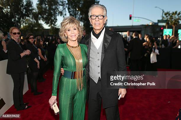 Actress Jane Fonda and producer Richard Perry attend The 57th Annual GRAMMY Awards at the STAPLES Center on February 8, 2015 in Los Angeles,...