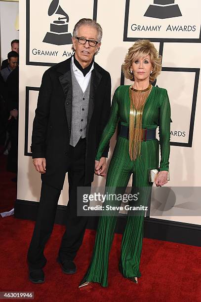 Special Merit Award recipient Richard Perry and actress Jane Fonda attend The 57th Annual GRAMMY Awards at the STAPLES Center on February 8, 2015 in...