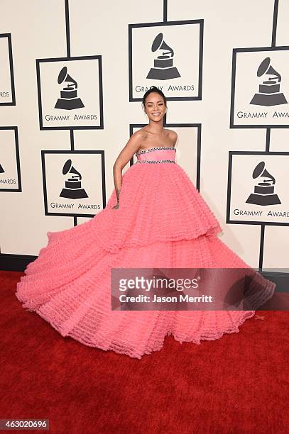 Singer Rihanna attends The 57th Annual GRAMMY Awards at the STAPLES Center on February 8, 2015 in Los Angeles, California.