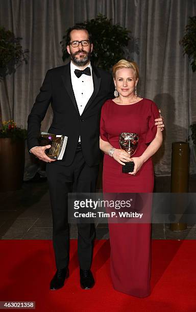 Patricia Arquette and Eric White attend the after party for the EE British Academy Film Awards at The Grosvenor House Hotel on February 8, 2015 in...