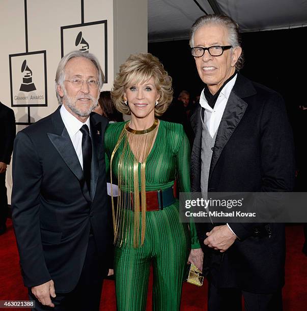 President of the National Academy of Recording Arts and Sciences, Neil Portnow, actress Jane Fonda and Special Merit Award recipient Richard Perry...