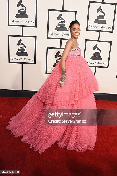 Recording artist Rihanna attends The 57th Annual GRAMMY Awards at the STAPLES Center on February 8, 2015 in Los Angeles, California.