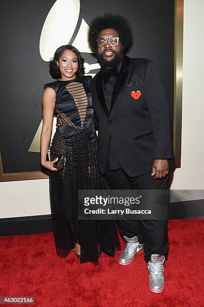 Personality Alicia Quarles and musician Questlove attend The 57th Annual GRAMMY Awards at the STAPLES Center on February 8, 2015 in Los Angeles,...