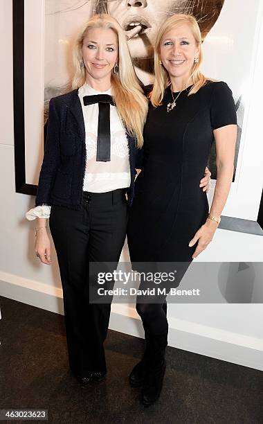 Tamara Beckwith and Tania Bryer attend a private view of 'The Best Of Terry O'Neill' exhibition at The Little Black Gallery on January 16, 2014 in...