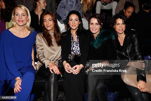 Judith Rakers, Angela Gessmann, Minu Barati-Fischer, Anja Kling and Gerit Kling attend the Laurel show during Mercedes-Benz Fashion Week...