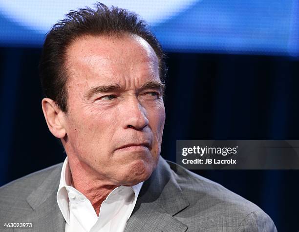 Arnold Schwarzenegger attends the 2014 TCA Winter Press Tour - CBS/CW/Showtime Panels at The Langham Huntington Hotel and Spa on January 16, 2014 in...