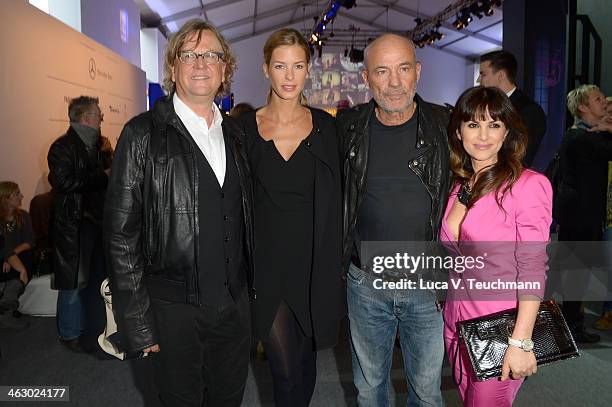 Martin Krug, Julia Trainer, Heiner Lauterbach and Viktoria Lauterbach attend the Laurel show during Mercedes-Benz Fashion Week Autumn/Winter 2014/15...