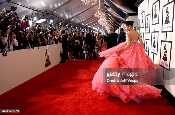 Recording artist Rihanna attends The 57th Annual GRAMMY Awards at the STAPLES Center on February 8, 2015 in Los Angeles, California.
