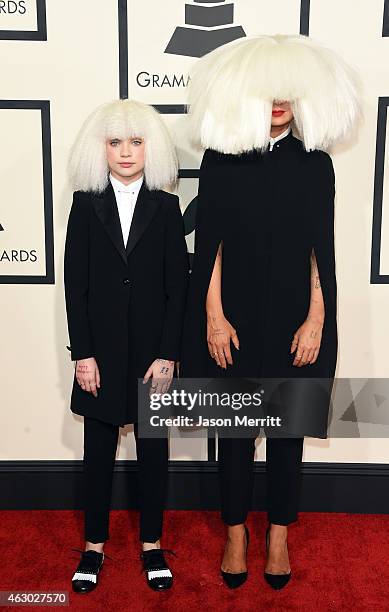 Dancer Maddie Ziegler and singer/songwriter Sia attend The 57th Annual GRAMMY Awards at the STAPLES Center on February 8, 2015 in Los Angeles,...