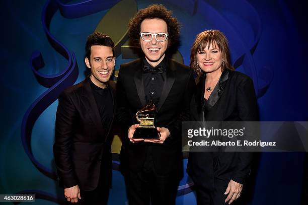 Winners of Best Pop Duo/Group Performance Chad Vaccarino and Ian Axel of A Great Big World with Chair of the National Board of Trustees of the...