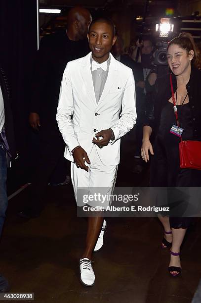 Singer Pharrell Williams attends The 57th Annual GRAMMY Awards at STAPLES Center on February 8, 2015 in Los Angeles, California.