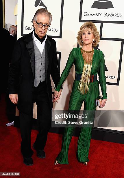 Special Merit Award recipient Richard Perry and actress Jane Fonda attend The 57th Annual GRAMMY Awards at the STAPLES Center on February 8, 2015 in...