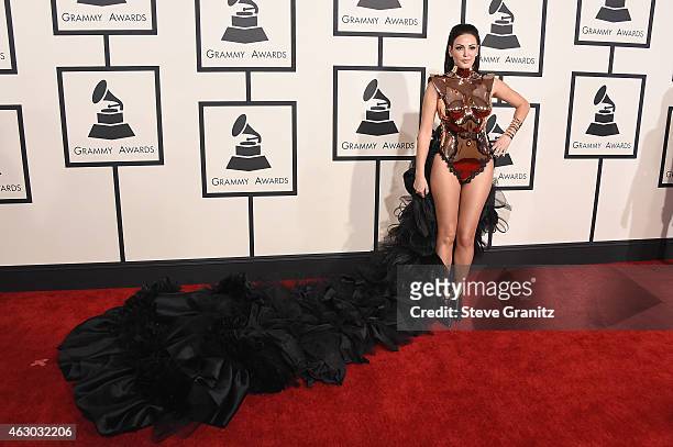Actress Bleona Qeret attends The 57th Annual GRAMMY Awards at the STAPLES Center on February 8, 2015 in Los Angeles, California.