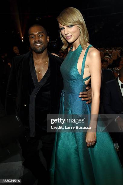 Recording Artists Kanye West and Taylor Swift attend The 57th Annual GRAMMY Awards at the STAPLES Center on February 8, 2015 in Los Angeles,...