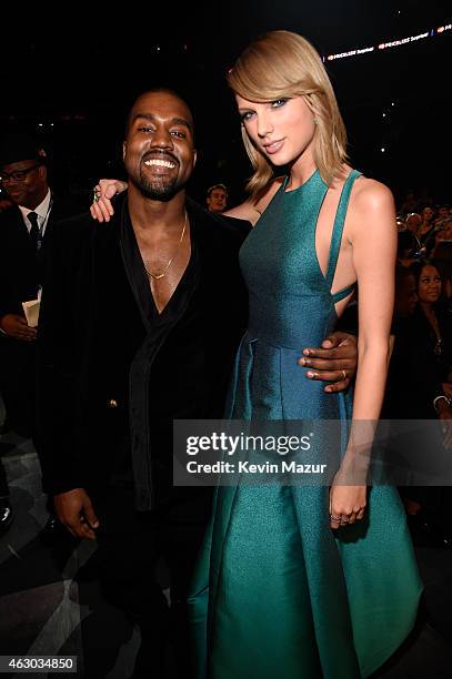 Kanye West and Taylor Swift attend The 57th Annual GRAMMY Awards at STAPLES Center on February 8, 2015 in Los Angeles, California.