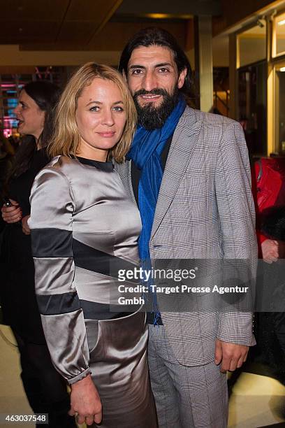 Julia Thurnau and her partner Numan Acar attend the NRW Reception 2015 at Landesvertretung on February 8, 2015 in Berlin, Germany.