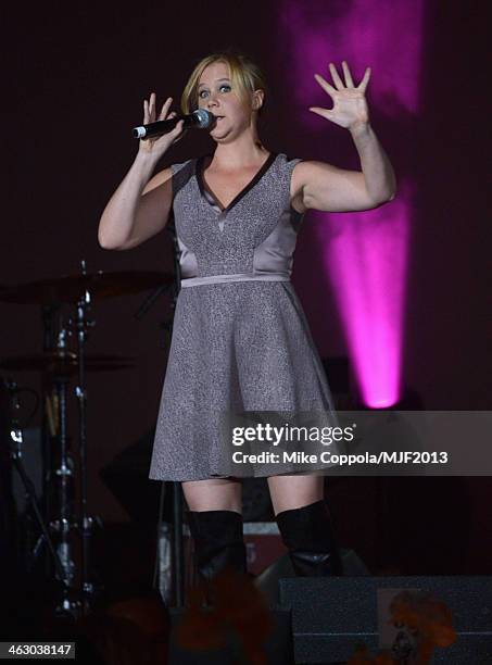 Comedian Amy Schumer performs at the 2013 A Funny Thing Happened On The Way To Cure Parkinson's event benefiting The Michael J. Fox Foundation for...