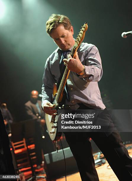 Michael J. Fox performs at the 2013 A Funny Thing Happened On The Way To Cure Parkinson's event benefiting The Michael J. Fox Foundation for...
