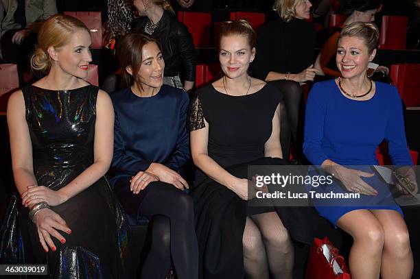 Judith Rakers, Angela Gessmann, Anna Loos and Ruth Moschner attend the Guido Maria Kretschmer Show during Mercedes-Benz Fashion Week Autumn/Winter...