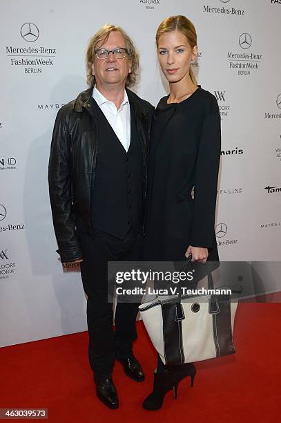 Martin Krug and Julia Trainer attend the Laurel show during Mercedes-Benz Fashion Week Autumn/Winter 2014/15 at Brandenburg Gate on January 16, 2014...