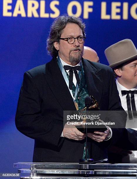 Musician Jerry Douglas of The Earls of Leicester accepts Best Bluegrass Album for 'The Earls of Leicester' onstage during the The 57th Annual GRAMMY...