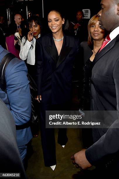 Singer Rihanna attends The 57th Annual GRAMMY Awards at STAPLES Center on February 8, 2015 in Los Angeles, California.