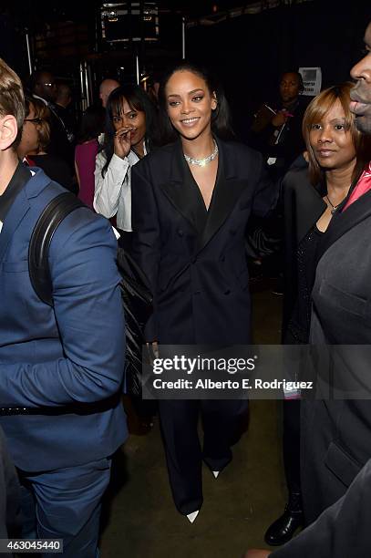 Singer Rihanna attends The 57th Annual GRAMMY Awards at STAPLES Center on February 8, 2015 in Los Angeles, California.