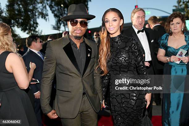 Singer Ne-Yo and Crystal Renay attends The 57th Annual GRAMMY Awards at the STAPLES Center on February 8, 2015 in Los Angeles, California.
