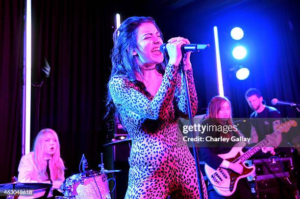 Singer Charli XCX performs onstage at the Warner Music Group annual Grammy celebration at Chateau Marmont on February 8, 2015 in Los Angeles,...