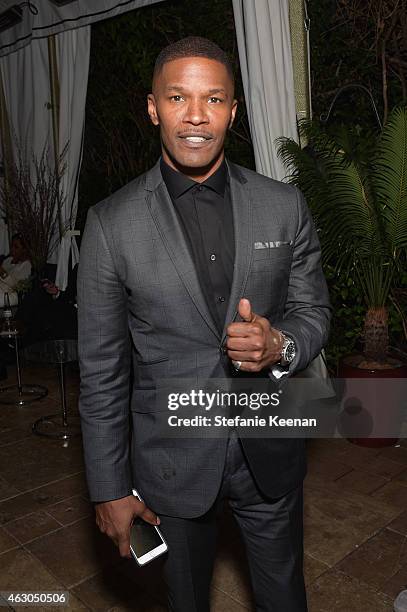 Actor/singer Jamie Foxx attends the Warner Music Group annual Grammy celebration at Chateau Marmont on February 8, 2015 in Los Angeles, California.