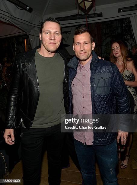 Tiesto and Kaskade attend the Warner Music Group annual Grammy celebration at Chateau Marmont on February 8, 2015 in Los Angeles, California.