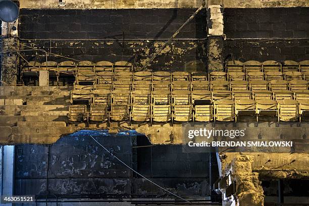Dilapidated sections of seating are seen at the Washington Coliseum which now serves as parking lot on January 15, 2014 in Washington, DC. The...