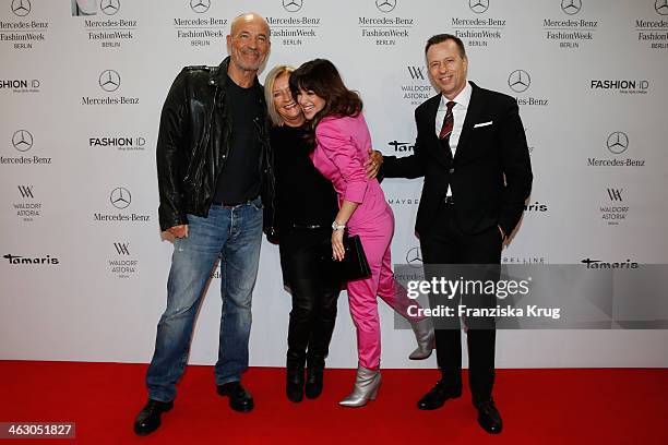 Heiner Lauterbach,Elisabeth Schwaiger, Viktoria Lauterbach and Dirk Reichert attend the Laurel show during Mercedes-Benz Fashion Week Autumn/Winter...