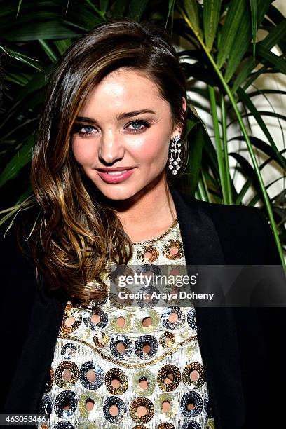 Model Miranda Kerr attends the Warner Music Group annual Grammy celebration at Chateau Marmont on February 8, 2015 in Los Angeles, California.