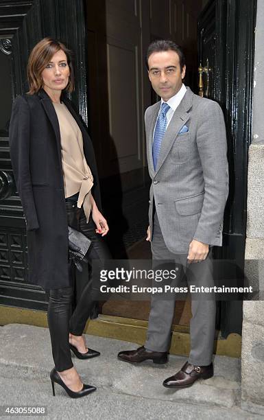 Enrique Ponce and Nieves Alvarez attend luncha at Pascua Ortega home to celebrate Giancarlo Giacommetti birthday on February 7, 2015 in Madrid, Spain.