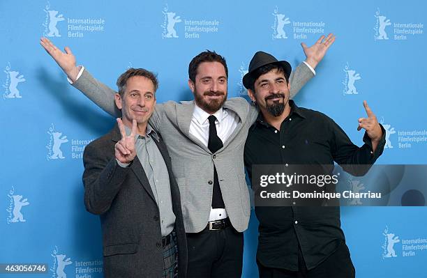 Actor Alfredo Castro, director Pablo Larrain and actor Roberto Farias attend 'The Club' photocall during the 65th Berlinale International Film...