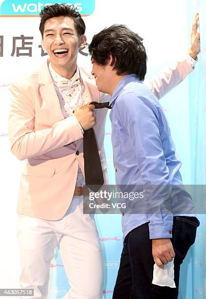 Actor Aaron Yan attends a commercial event on February 8, 2015 in Taipei, Taiwan of China.