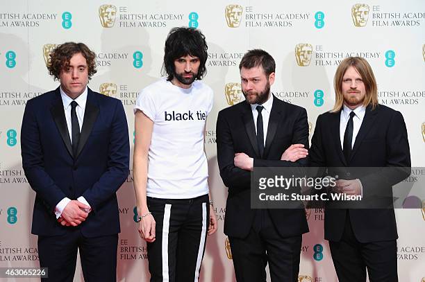 Kasabian poses in the winners room at the EE British Academy Film Awards at The Royal Opera House on February 8, 2015 in London, England.