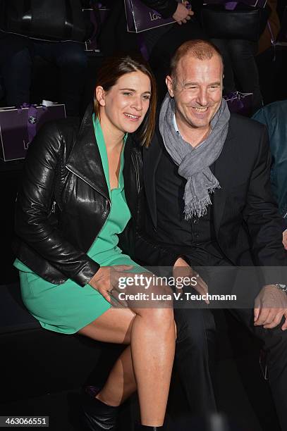 Marie-Jeanette Ferch and Heino Ferch attend the Laurel show during Mercedes-Benz Fashion Week Autumn/Winter 2014/15 at Brandenburg Gate on January...