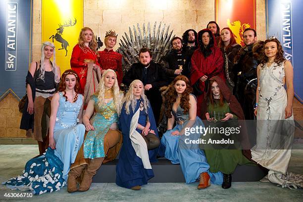 John Bradley opens 'Game of Thrones Exhibition' with fans of the TV show at the O2 in London, England, on February 09, 2015. The exhibition...