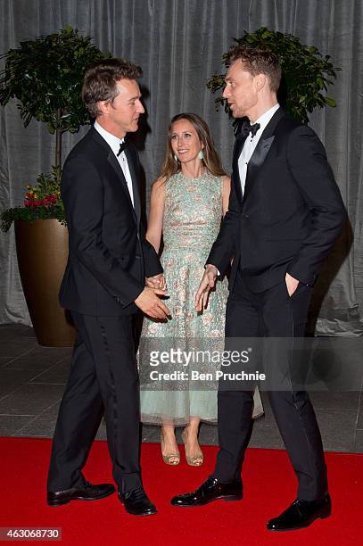 Edward Norton and Tom Hiddleston attends the after party for the EE British Academy Film Awards at The Grosvenor House Hotel on February 8, 2015 in...