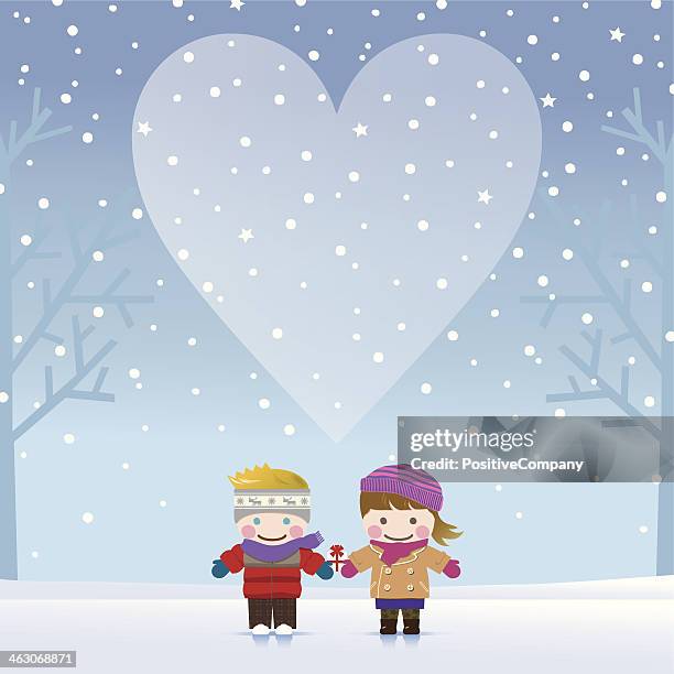 bildbanksillustrationer, clip art samt tecknat material och ikoner med winter love - anime valentine