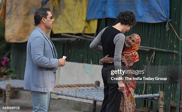 Robert Vadra and Priyanka Gandhi after casting the vote in New Delhi.