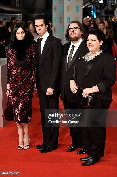 Susie Bick, Nick Cave, Iain Forsyth and Jane Pollard attend the EE British Academy Film Awards at The Royal Opera House on February 8, 2015 in...