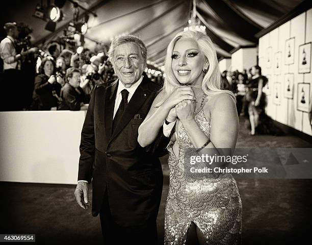 Singers Tony Bennett and Lady Gaga attend The 57th Annual GRAMMY Awards on February 8, 2015 in Los Angeles, California.