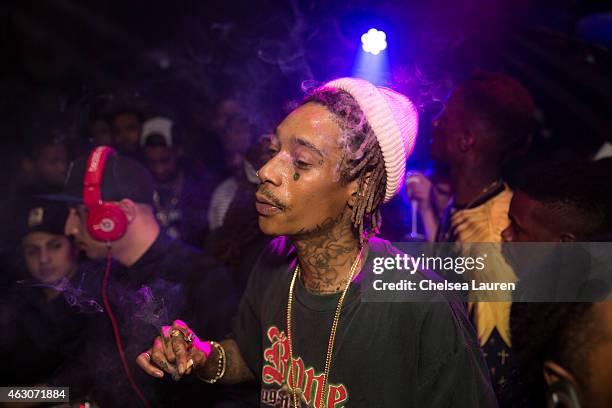 Rapper Wiz Khalifa attends his post-Grammy party at Project La on February 8, 2015 in Los Angeles, California.