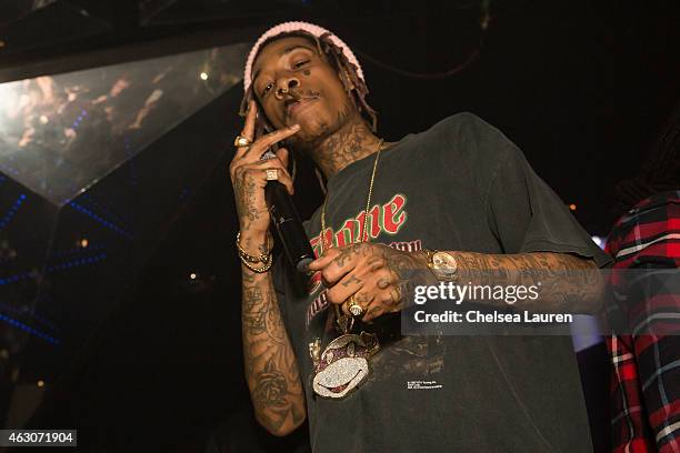 Rapper Wiz Khalifa attends his post-Grammy party at Project La on February 8, 2015 in Los Angeles, California.