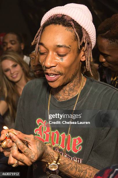 Rapper Wiz Khalifa attends his post-Grammy party at Project La on February 8, 2015 in Los Angeles, California.