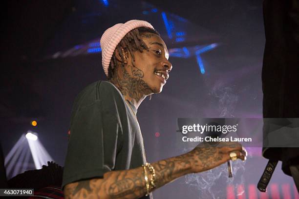 Rapper Wiz Khalifa attends his post-Grammy party at Project La on February 8, 2015 in Los Angeles, California.