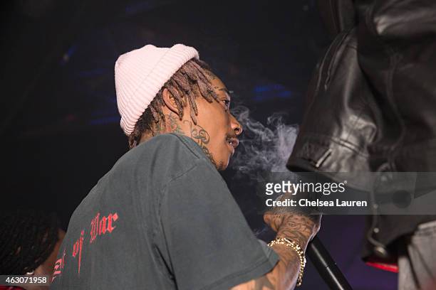 Rapper Wiz Khalifa attends his post-Grammy party at Project La on February 8, 2015 in Los Angeles, California.